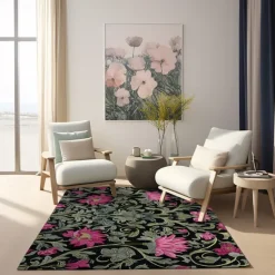 Blue Flower Area Rug Kitchen Mat Non-Slip Oil Proof Floor Mat Livingroom Rug Indoor Outdoor Mat Bedroom Decor Bathroom Mat Entrance Rug Door Mat Bird Tree of Life