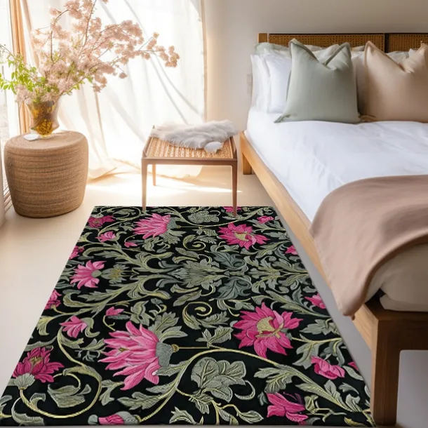 Blue Flower Area Rug Kitchen Mat Non-Slip Oil Proof Floor Mat Livingroom Rug Indoor Outdoor Mat Bedroom Decor Bathroom Mat Entrance Rug Door Mat Bird Tree of Life