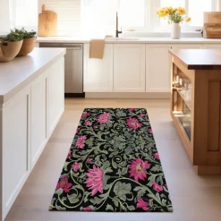 Blue Flower Area Rug Kitchen Mat Non-Slip Oil Proof Floor Mat Livingroom Rug Indoor Outdoor Mat Bedroom Decor Bathroom Mat Entrance Rug Door Mat Bird Tree of Life