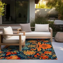 Blue Flower Area Rug Kitchen Mat Non-Slip Oil Proof Floor Mat Livingroom Rug Indoor Outdoor Mat Bedroom Decor Bathroom Mat Entrance Rug Door Mat Bird Tree of Life