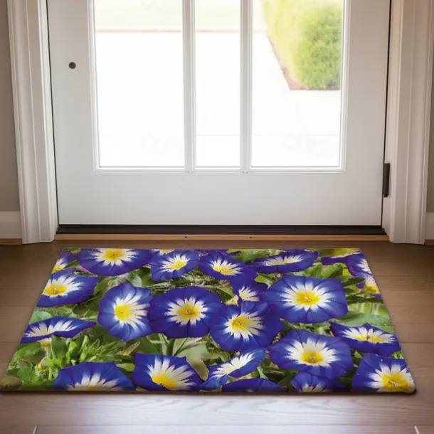 Blue Flower Doormat Kitchen Mat Floor Mat Non-Slip Area Rug Oil Proof Rug Indoor Outdoor Mat Bedroom Decor Bathroom Mat Entrance Rug Spring Summer