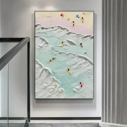 Blue Wave Ocean oil painting hand painted Seascape Coastal oil painting handmade Wall Art Abstract Beach Seascape Painting On Canvas Living room Huge Extra Large oil painting Wall Art Decor