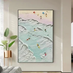 Blue Wave Ocean oil painting hand painted Seascape Coastal oil painting handmade Wall Art Abstract Beach Seascape Painting On Canvas Living room Huge Extra Large oil painting Wall Art Decor