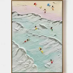 Blue Wave Ocean oil painting hand painted Seascape Coastal oil painting handmade Wall Art Abstract Beach Seascape Painting On Canvas Living room Huge Extra Large oil painting Wall Art Decor