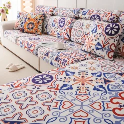 Bohemia Design Sofa Cover Stretch Sofa Seat Couch Cushion Slipcovers Boho Style, Anti-Slip Furniture Protector for Sectional 1/2/3/4 Seat Cover,L Shape Sofa Covers, Chaise Lounge Sofa Slipcover