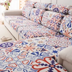Bohemia Design Sofa Cover Stretch Sofa Seat Couch Cushion Slipcovers Boho Style, Anti-Slip Furniture Protector for Sectional 1/2/3/4 Seat Cover,L Shape Sofa Covers, Chaise Lounge Sofa Slipcover