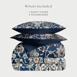 Bohemian Duvet Cover Set 100% Cotton Soft and Breathable Bedding Featuring Paisely Flowers Lightweight and Durable Quilt Cover Comfortable for All Seasons Easy to Care