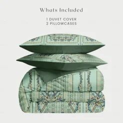 Bohemian Duvet Cover Set 100% Cotton Soft and Breathable Bedding Featuring Paisely Flowers Lightweight and Durable Quilt Cover Comfortable for All Seasons Easy to Care