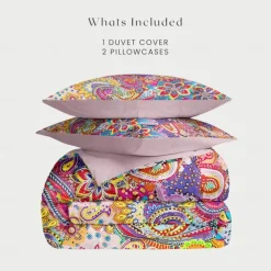 Bohemian Duvet Cover Set 100% Cotton Soft and Breathable Bedding Featuring Colorful Flowers Lightweight and Durable Quilt Cover Comfortable for All Seasons Easy to Care