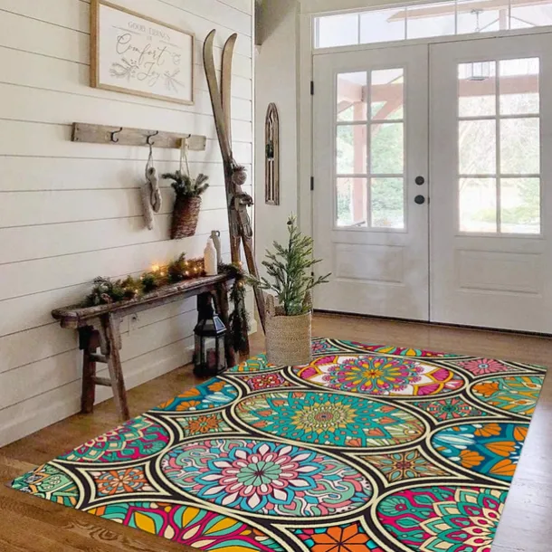 Bohemian Floor Mat Anti-Slip Door Mat Hallway Carpets Area Rugs Washable for Bedroom Living Room Kitchen Bathroom