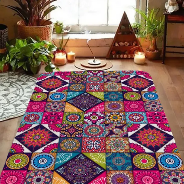Bohemian Floor Mat Anti-Slip Door Mat Hallway Carpets Area Rugs Washable for Bedroom Living Room Kitchen Bathroom