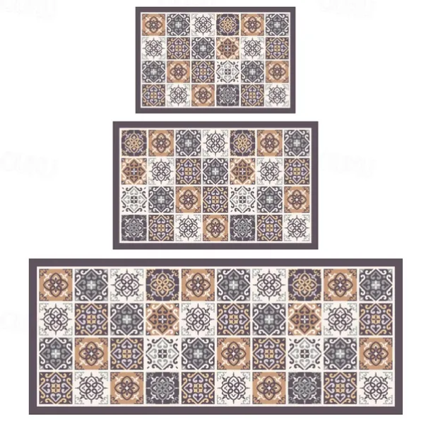 Bohemian Pattern Area Rug Kitchen Mat Non-Slip Oil Proof Floor Mat Livingroom Rug Indoor Outdoor Mat Bedroom Decor Bathroom Mat Entrance Rug Door Mat