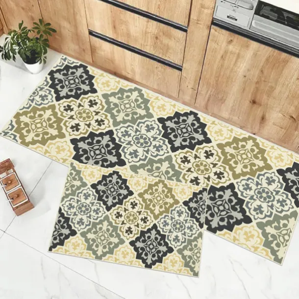 Bohemian Pattern Area Rug Kitchen Mat Non-Slip Oil Proof Floor Mat Livingroom Rug Indoor Outdoor Mat Bedroom Decor Bathroom Mat Entrance Rug Door Mat