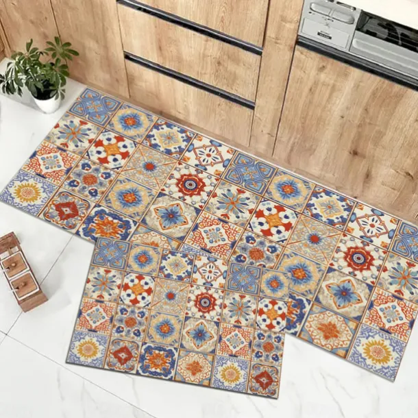 Bohemian Pattern Area Rug Kitchen Mat Non-Slip Oil Proof Floor Mat Livingroom Rug Indoor Outdoor Mat Bedroom Decor Bathroom Mat Entrance Rug Door Mat