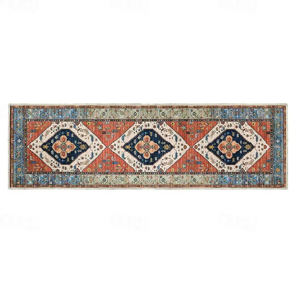 Bohemian Rug Runner Carpet Entrance Mat for Household Use Short Plush Tpr Anti Slip Water Washed Bottom Long Strip Carpet Mat