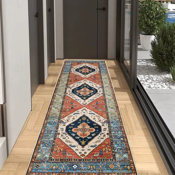 Bohemian Rug Runner Carpet Entrance Mat for Household Use Short Plush Tpr Anti Slip Water Washed Bottom Long Strip Carpet Mat