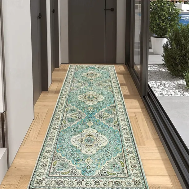 Bohemian Rug Runner Carpet Entrance Mat for Household Use Short Plush Tpr Anti Slip Water Washed Bottom Long Strip Carpet Mat