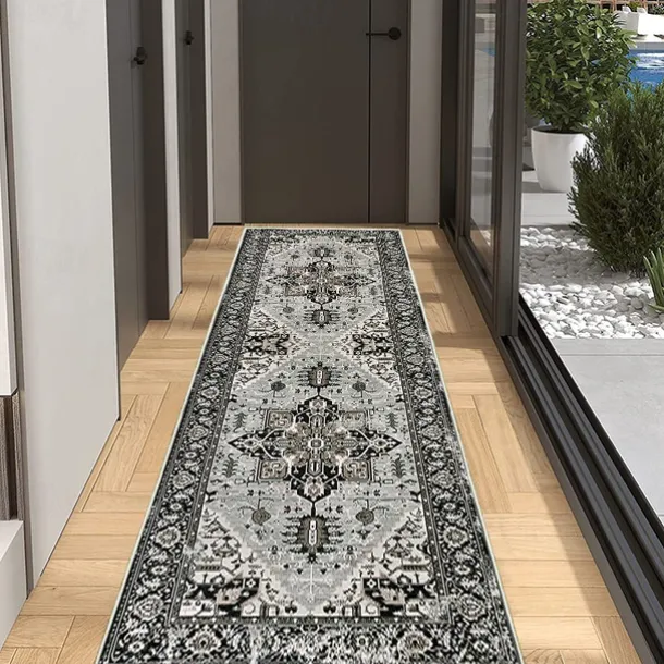 Bohemian Rug Runner Carpet Entrance Mat for Household Use Short Plush Tpr Anti Slip Water Washed Bottom Long Strip Carpet Mat