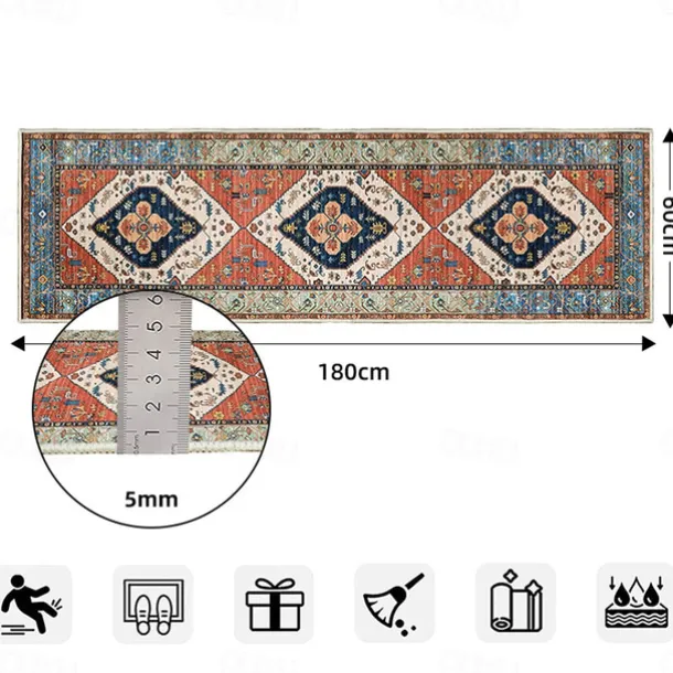 Bohemian Rug Runner Carpet Entrance Mat for Household Use Short Plush Tpr Anti Slip Water Washed Bottom Long Strip Carpet Mat