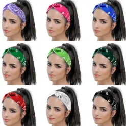 Bohemian Stretch Headbands Paisley Pattern Sweat-Wicking Polyester Hairbands for Hip Hop Dance & Sports Cooling Sports Headbands Casual Wear Absorbent Fabric