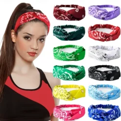 Bohemian Stretch Headbands Paisley Pattern Sweat-Wicking Polyester Hairbands for Hip Hop Dance & Sports Cooling Sports Headbands Casual Wear Absorbent Fabric