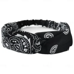 Bohemian Stretch Headbands Paisley Pattern Sweat-Wicking Polyester Hairbands for Hip Hop Dance & Sports Cooling Sports Headbands Casual Wear Absorbent Fabric