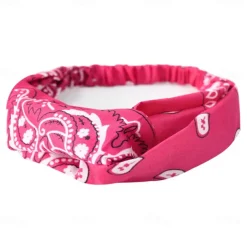 Bohemian Stretch Headbands Paisley Pattern Sweat-Wicking Polyester Hairbands for Hip Hop Dance & Sports Cooling Sports Headbands Casual Wear Absorbent Fabric