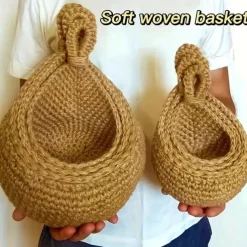 Bohemian Style Woven Wall Hanging Basket - Creative Teardrop Shape for Kitchen Storage of Fruits & Vegetables