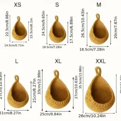 Bohemian Style Woven Wall Hanging Basket - Creative Teardrop Shape for Kitchen Storage of Fruits & Vegetables