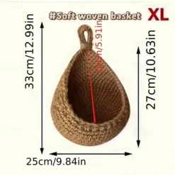 Bohemian Style Woven Wall Hanging Basket - Creative Teardrop Shape for Kitchen Storage of Fruits & Vegetables