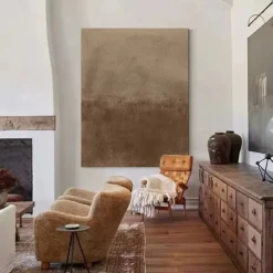 Boho Art Heavy Texture Painting hand painted Brown Abstract Art Nordic Art oil painting handmade Blue Brown Beige 3D Textured Art Original Painting Wall Art painting