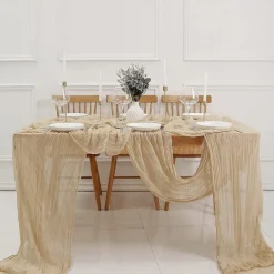 Boho Cheesecloth Table Runner Long Gauze Romantic Table Runner for Weddings, Bridal Showers, Baby Showers, Thanksgiving, Birthdays, Dining Room, Dresser, Fathers Day, Teachers Day, Home Decor