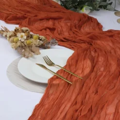 Boho Cheesecloth Table Runner Long Gauze Romantic Table Runner for Weddings, Bridal Showers, Baby Showers, Thanksgiving, Birthdays, Dining Room, Dresser, Fathers Day, Teachers Day, Home Decor