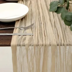 Boho Cheesecloth Table Runner Long Gauze Romantic Table Runner for Weddings, Bridal Showers, Baby Showers, Thanksgiving, Birthdays, Dining Room, Dresser, Fathers Day, Teachers Day, Home Decor