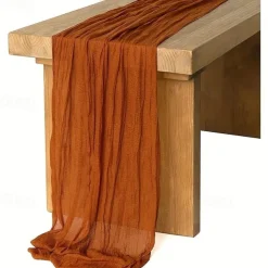 Boho Cheesecloth Table Runner Long Gauze Romantic Table Runner for Weddings, Bridal Showers, Baby Showers, Thanksgiving, Birthdays, Dining Room, Dresser, Fathers Day, Teachers Day, Home Decor