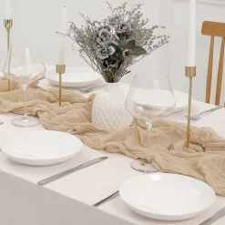 Boho Cheesecloth Table Runner Long Gauze Romantic Table Runner for Weddings, Bridal Showers, Baby Showers, Thanksgiving, Birthdays, Dining Room, Dresser, Fathers Day, Teachers Day, Home Decor