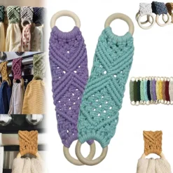 Boho Crochet Towel Ring, Mother's Day Gift Macrame Kitchen Towel Holder, Macrame Towel Holder Ring, Crochet Hanging Towels Loop Ring Knit Towel Hanger, Handmade Macrame Dish Towel Holder Decoration
