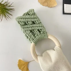 Boho Crochet Towel Ring, Mother's Day Gift Macrame Kitchen Towel Holder, Macrame Towel Holder Ring, Crochet Hanging Towels Loop Ring Knit Towel Hanger, Handmade Macrame Dish Towel Holder Decoration