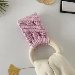 Boho Crochet Towel Ring, Mother's Day Gift Macrame Kitchen Towel Holder, Macrame Towel Holder Ring, Crochet Hanging Towels Loop Ring Knit Towel Hanger, Handmade Macrame Dish Towel Holder Decoration