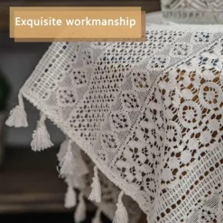 Boho Curtain 1 Panel White Farmhouse Curtain Drapes For Living Room Bedroom, Curtain for Kitchen Balcony Door Window Treatments With Tassels