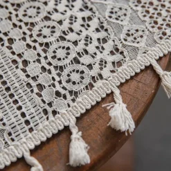 Boho Curtain 1 Panel White Farmhouse Curtain Drapes For Living Room Bedroom, Curtain for Kitchen Balcony Door Window Treatments With Tassels