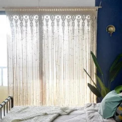 Boho Door Curtain Rod Pocket Valance Farmhouse Flower for Bathroom Hotel Kitchen Living Room Window Tier Curtain,Door Curatin, Girls Bedroom Cascade