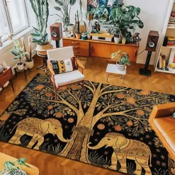 Boho Elephants Area Rug Kitchen Mat Non-Slip Oil Proof Floor Mat Livingroom Rug Indoor Outdoor Mat Bedroom Decor Bathroom Mat Entrance Rug Door Mat
