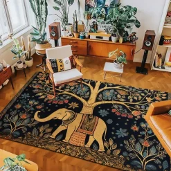 Boho Elephants Area Rug Kitchen Mat Non-Slip Oil Proof Floor Mat Livingroom Rug Indoor Outdoor Mat Bedroom Decor Bathroom Mat Entrance Rug Door Mat