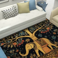 Boho Elephants Area Rug Kitchen Mat Non-Slip Oil Proof Floor Mat Livingroom Rug Indoor Outdoor Mat Bedroom Decor Bathroom Mat Entrance Rug Door Mat
