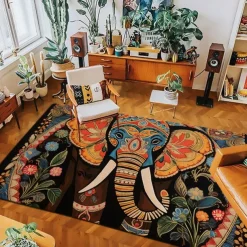 Boho Elephants Area Rug Kitchen Mat Non-Slip Oil Proof Floor Mat Livingroom Rug Indoor Outdoor Mat Bedroom Decor Bathroom Mat Entrance Rug Door Mat
