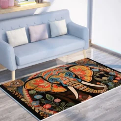 Boho Elephants Area Rug Kitchen Mat Non-Slip Oil Proof Floor Mat Livingroom Rug Indoor Outdoor Mat Bedroom Decor Bathroom Mat Entrance Rug Door Mat