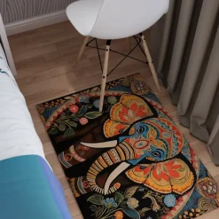 Boho Elephants Area Rug Kitchen Mat Non-Slip Oil Proof Floor Mat Livingroom Rug Indoor Outdoor Mat Bedroom Decor Bathroom Mat Entrance Rug Door Mat