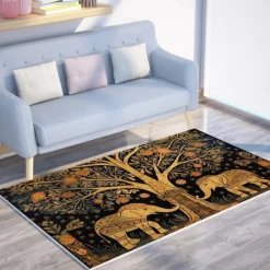 Boho Elephants Area Rug Kitchen Mat Non-Slip Oil Proof Floor Mat Livingroom Rug Indoor Outdoor Mat Bedroom Decor Bathroom Mat Entrance Rug Door Mat