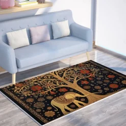 Boho Elephants Area Rug Kitchen Mat Non-Slip Oil Proof Floor Mat Livingroom Rug Indoor Outdoor Mat Bedroom Decor Bathroom Mat Entrance Rug Door Mat